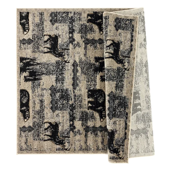 Wild Life Collection Beige/Black Area Rug - 8& x 11&