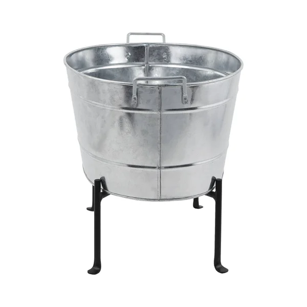 Achla Designs 24 in. W Steel Classic Oval Galvanized Tub with Folding Stand - Black