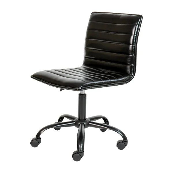 Flash Furniture Low Back Designer Armless Black Ribbed Swivel Task Office Chair with Black Frame and Base