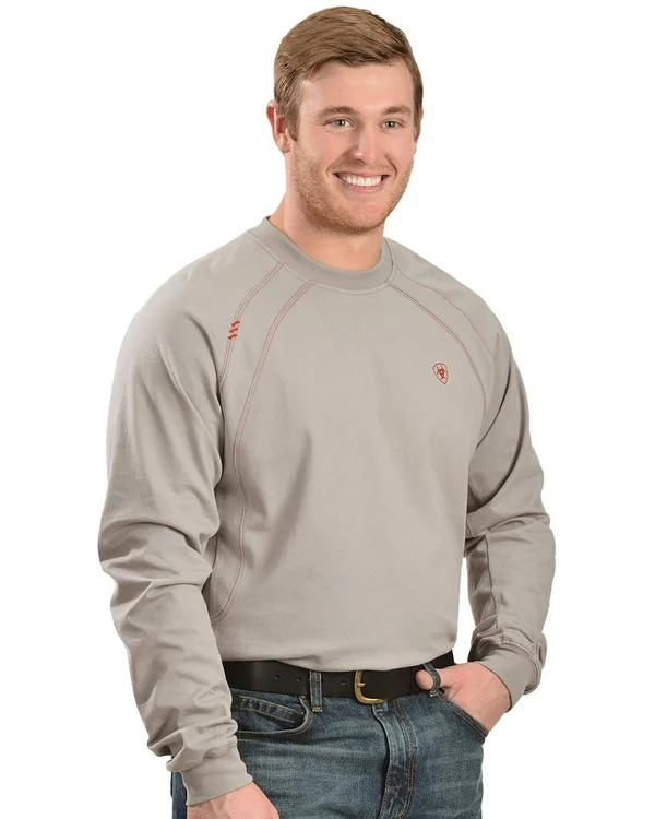 Ariat Men's Silver Fox Crew Long Sleeve FR Work T-Shirt - Big & Tall
