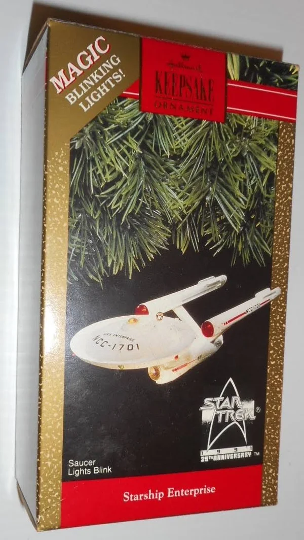 Hallmark Star Trek Starship Enterprise Ornament 1991 Blinking Lights