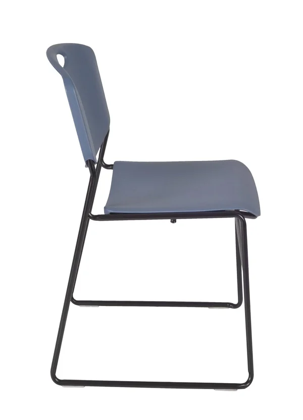 Regency Kee 36x22 Square Breakroom Table- Mocha Walnut/ Chrome & 4 Zeng Stack Chairs- Black