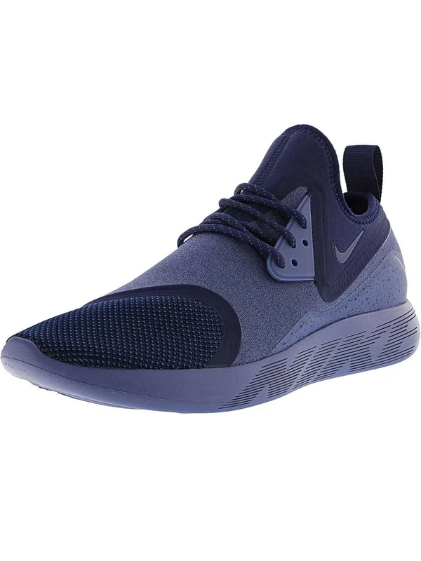 Nike Men's Lunarcharge Essential Ankle-High Fabric Running Shoe - Medium Olive - Light Bone-Black