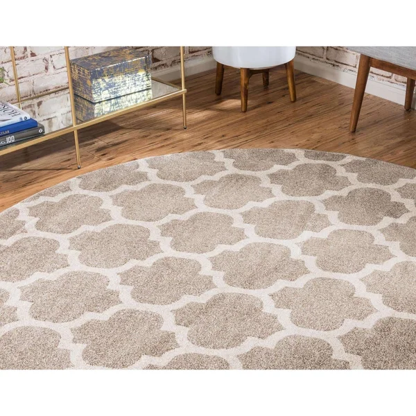 Unique Loom Philadelphia Trellis Area Rug Black 8& x 8& Round 8& Round Indoor Living Room - Bedroom, Dining Room