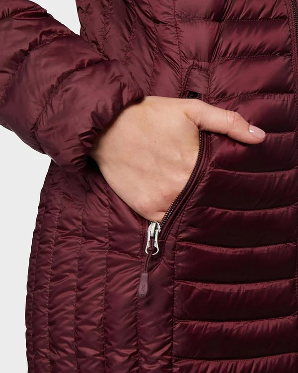 32 Degrees Women's Ultra-Light Long Packable Down 3/4 Jacket Darkest Spruce - XL