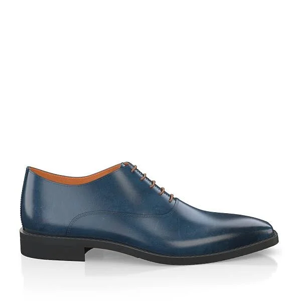 Men's Oxford Shoes Handmade with Blue Leather - Laces 5893 - Custom Design - Girotti
