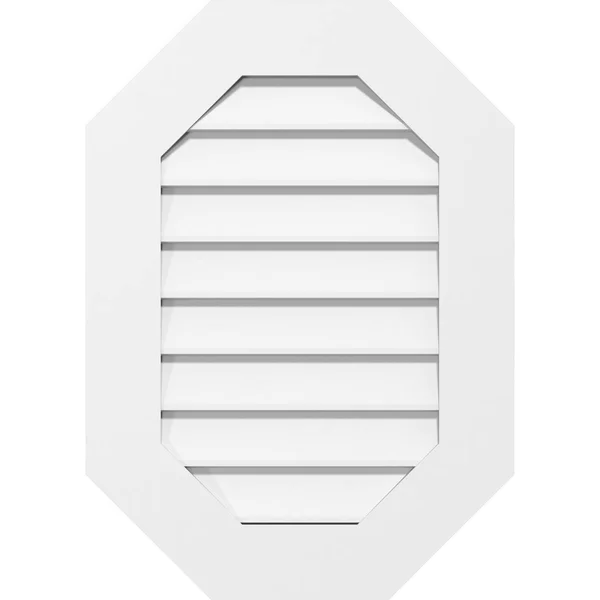 Ekena Millwork GVPOV20X3401SN 20x22W x 34x22H Vertical Elongated Octagon Surface Mount PVC Gable Vent: Non-Functional, w/ 3-1/2x