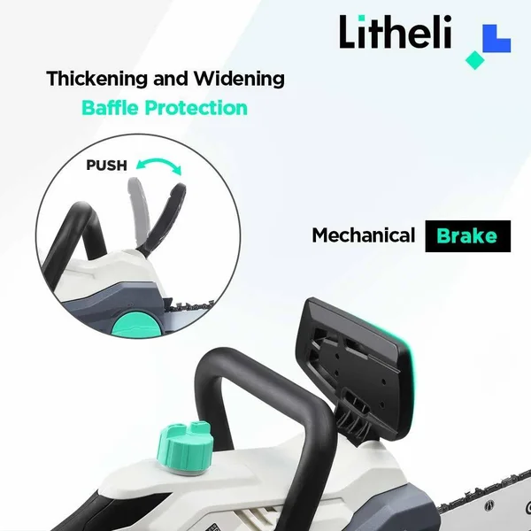 Litheli 40V Cordless Chainsaw 14 Inches with Brushless Motor - 2.5Ah Battery and Charger