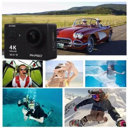 Akaso Ek7000 4K WiFi Sports Action Camera Ultra HD Waterproof DV Camcorder 12MP 170 Degree Wide Angle Sage(Black)