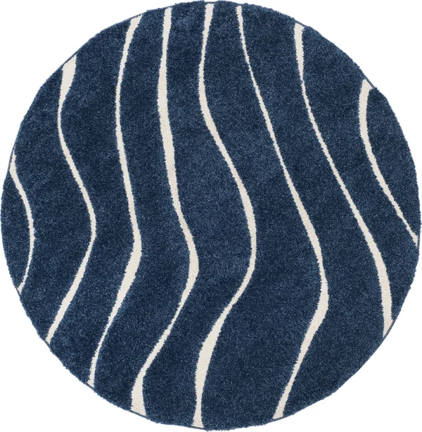 Safavieh Florida Shag Dark Blue/Cream 6 ft. 7 in. x 6 ft. 7 in. Square Area Rug
