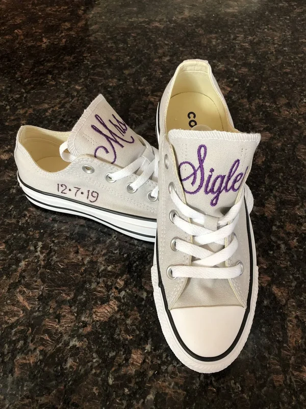 Bridal Shoes - Custom Converse - Low Tops - Bridal Converse - Wedding Party Shoes