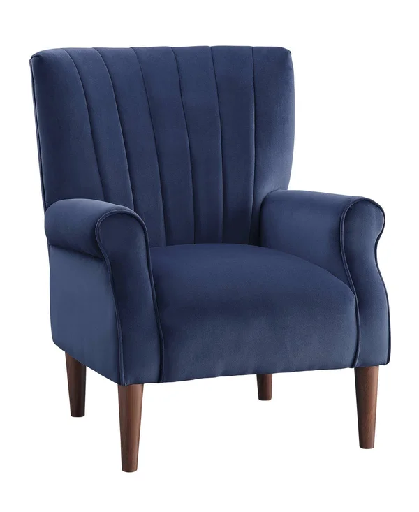 Lexicon Massa Velvet Accent Chair in Navy Blue - 1047BU-1