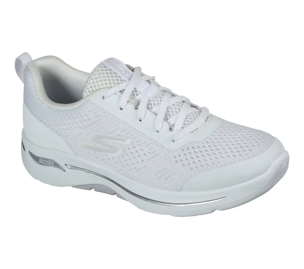 Women's Skechers GOwalk Arch Fit Motion Breeze Sneaker, Adult, Size: 13, White/Silver