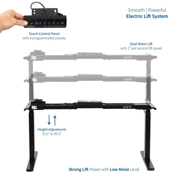 Vivo DESK-V120EB Black Electric Stand Up Desk Frame Motor Standing Height Adjustable Legs