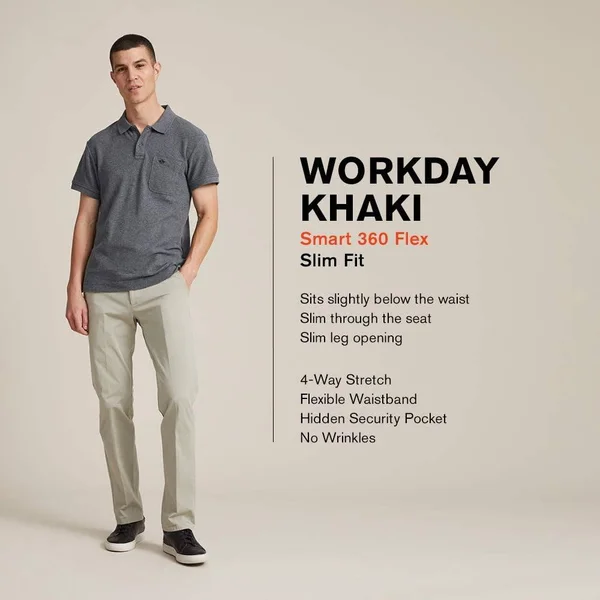 Dockers Men S Slim Fit Workday Khaki Smart 360 Flex Pants D1, Black