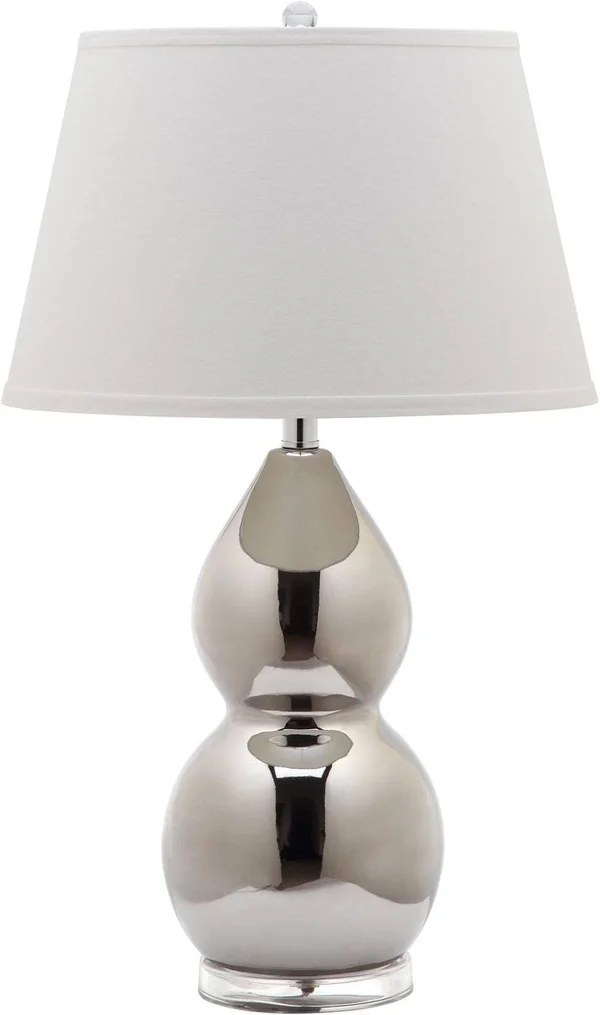 Safavieh Jill 26.5-in H Double- Gourd Ceramic Lamp (Silver)