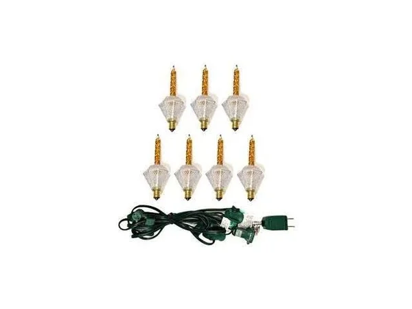 Vickerman 37524 - 7 Light Green Wire Gold Glitter Bubble Light Set