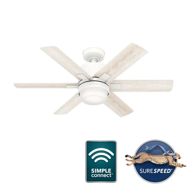 Hunter 50955 Radeon Smart Fan with LED Light 44 inch Ceiling Fan in Matte White