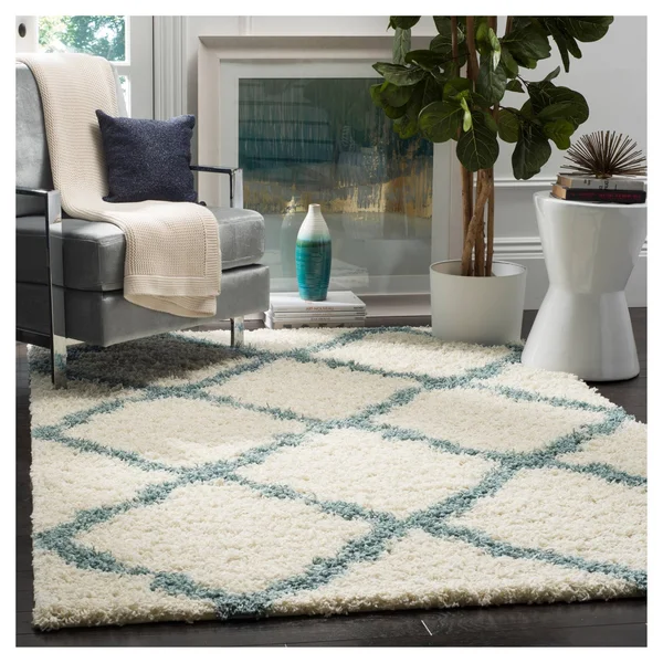 Safavieh Dallas Shag SGD257J 5&1x22 x 7&6x22 Ivory - Light Blue Area Rug
