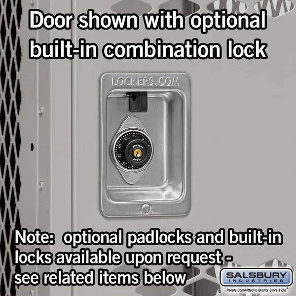 Salsbury Industries Extra Wide Vented Metal Locker - Double Tier - 1 Wide - 6 Feet High - 15 Inches Deep - Blue - Assembled