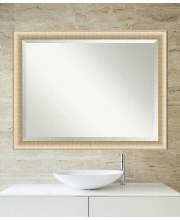 Amanti Art Elegant Brushed Honey 45x22 x 35x22 Framed Bathroom Vanity Mirror in Gold