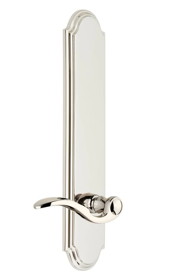 Grandeur Arc Tall Plate Dummy Bellagio Lever in Polished Nickel