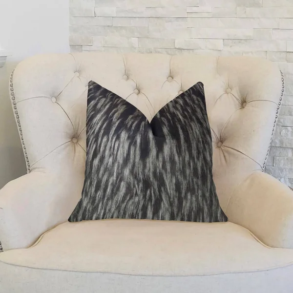 Plutus Wolf Fur Lover Black White Handmade Luxury Pillow