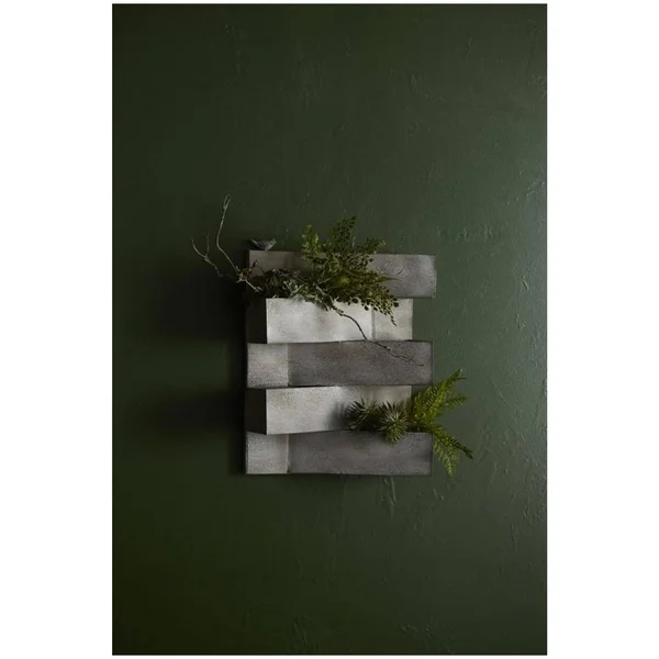 Melrose 21x22 Gray Layered Triangles Geometric Abstract Metal Planter Bird
