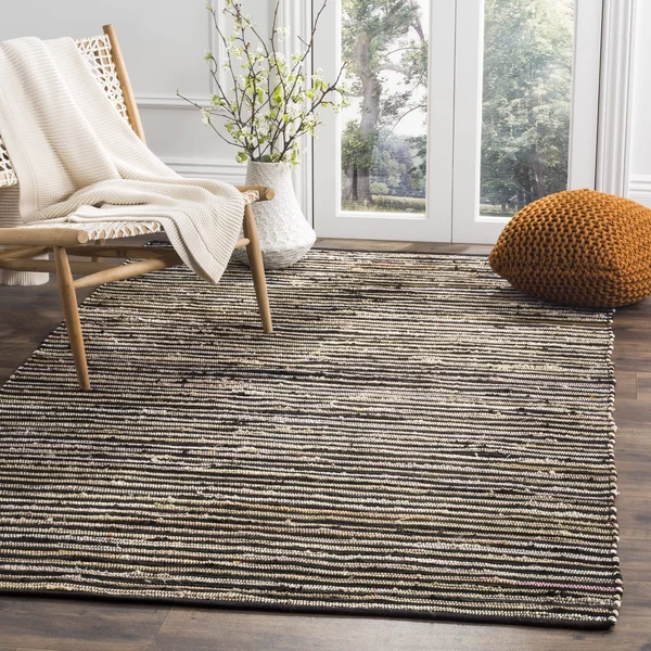 Safavieh Rag Rug RAR130Q Area Rug - Black/Multi, 6& x 6& Square