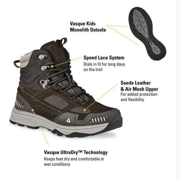 Vasque Breeze at UltraDry Hiking Boot - Kids& Magnet/Baltic, 6.0