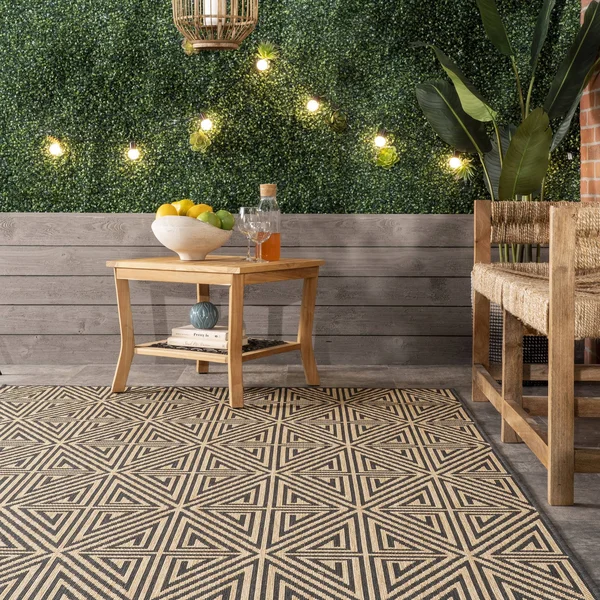 nuLOOM Charcoal Abstract Trellis Harvey Indoor/Outdoor Rug 5&x8&