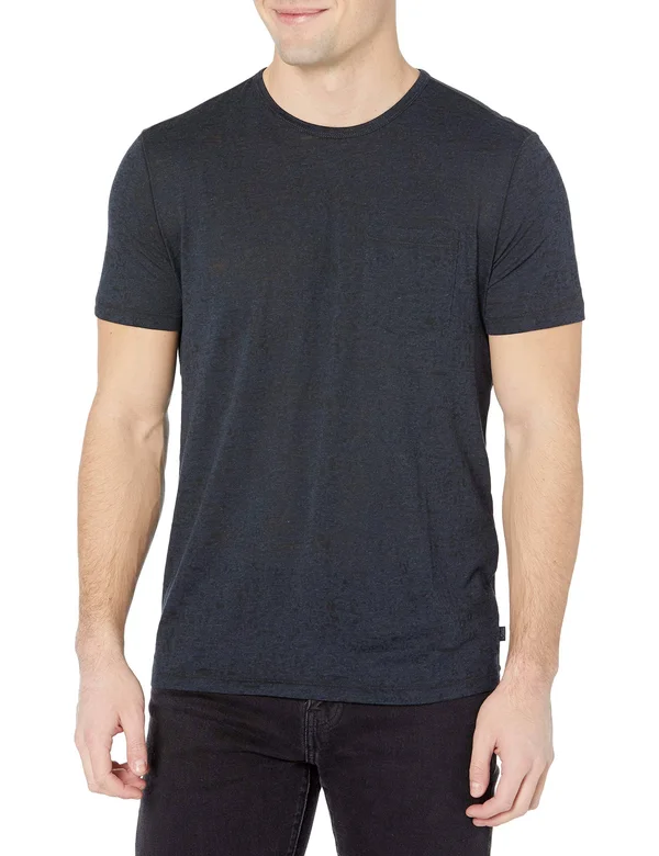 John Varvatos Short Sleeve Burnout Crew Neck - Blue Heather Xs