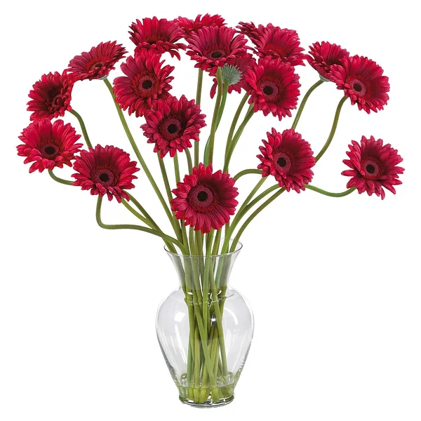 Nearly Natural Gerber Daisy Liquid Illusion Silk Flower Arrangement Red