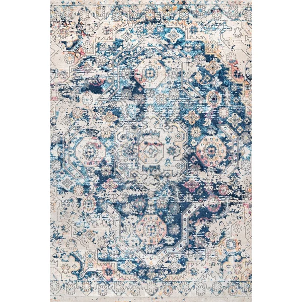 nuLOOM North Transitional Vintage Medallion Area Rug - 6& Square - Blue