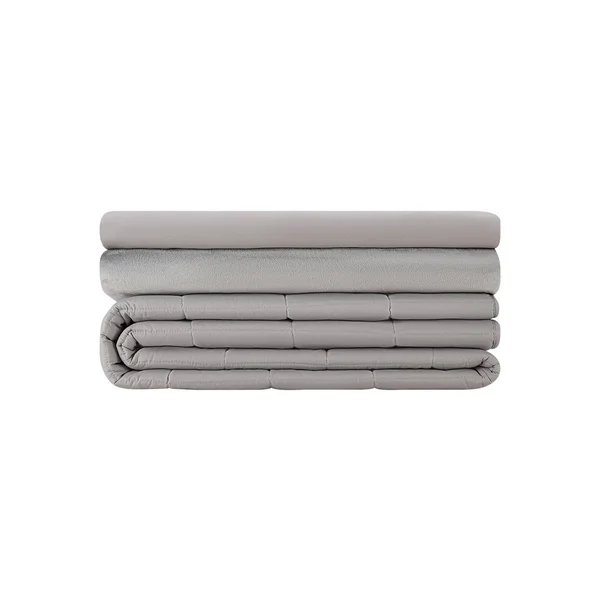 Weighted Blanket & Cover Bundle Sets Light Grey - Full, 12 lbs-Luna