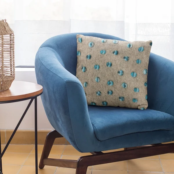 Plutus 18x22 x 18x22 Wool Dot Luxury Throw Pillow in Blue