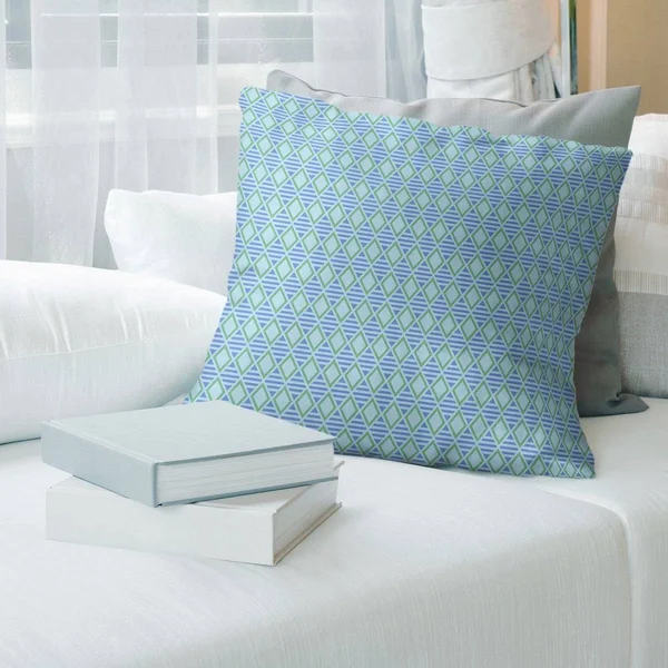 Porch & den Haide Geometric Diamonds Throw Pillow - 20 x 20 - Blue & Green - Polyester