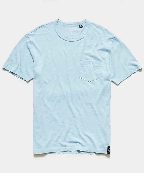 Made in L.A. Homespun Slub Pocket T-Shirt in Powder Blue