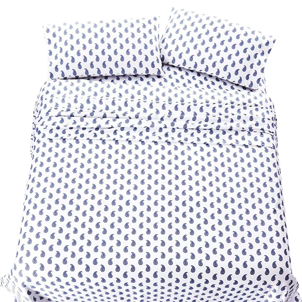Everyday Soft Sateen Pattern Set Twin - Paisley Blues, 100% Cotton