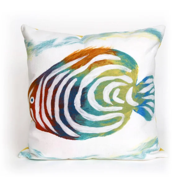 Liora Manne Visions III Rainbow Fish Indoor/Outdoor Pillow Pearl 12x22 x 20x22