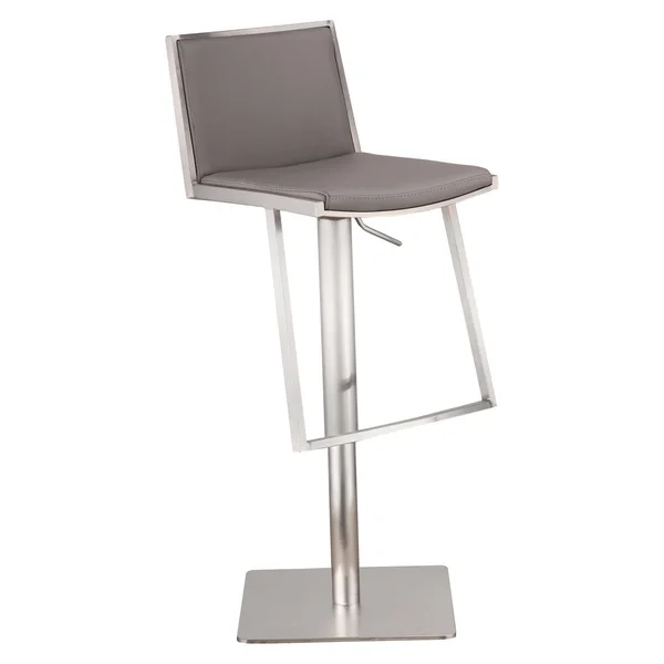Armen Living Ibiza Adjustable Brushed Stainless Steel Barstool - Gray