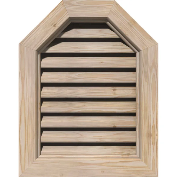 Ekena Millwork GVWOT30X3000SFPPI 30x22W x 30x22H Octagonal Top Gable Vent (35x22W x 35x22H Frame Size): Primed, Functional, Smoo