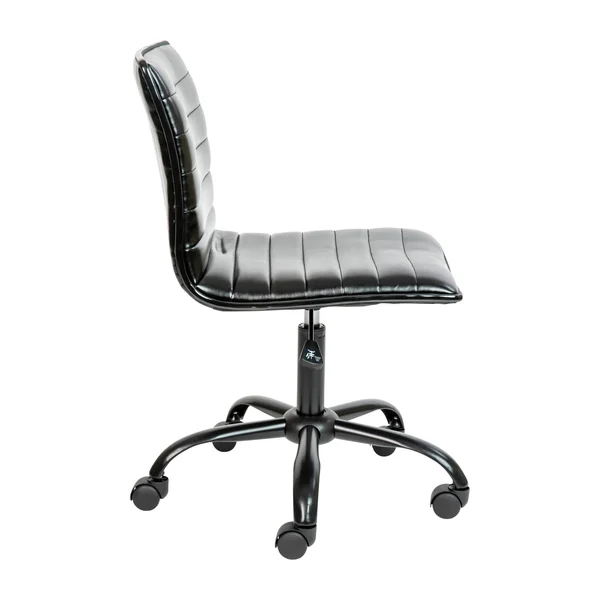 Flash Furniture Low Back Designer Armless Black Ribbed Swivel Task Office Chair with Black Frame and Base
