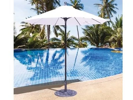Galtech Quick Ship Commercial 7.5 Foot Aluminum Octagon Push Up Lift Umbrella White - Sunbrella Canvas - 725-WH-51