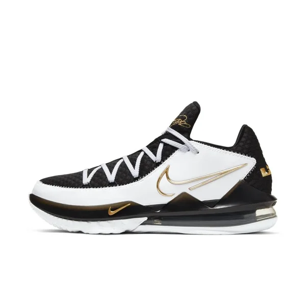 Nike Lebron 17 Low - Mens Basketball Shoes - White/Metallic Gold/Black, Size 7.5