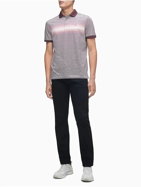 Calvin Klein Men's Liquid Touch Polo Stripe with UV Protection