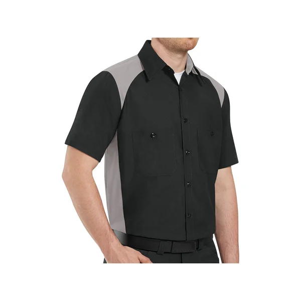 Red Kap SP28 Men's SS Motorsports Shirt, Price/Pcs - Black/Grey, Xs