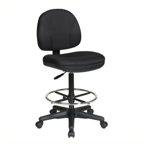 Scranton & Co Adjustable Drafting Chair with Stool Kit in Black