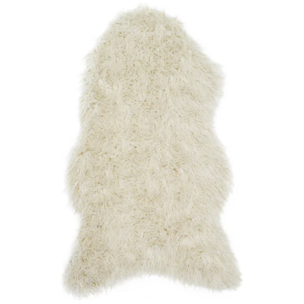 Alexander Home Rustic Faux Fur Shaped Curly Hair Shag Area Rug, Size: 3& x 5&, Beige