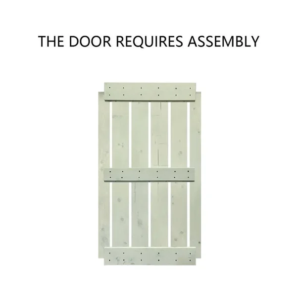 CALHOME Mid-Bar Series Stained Solid Wood Interior Sliding Barn Door - Charcoal Black - 36 x 84